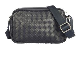 Small Intrecciato Camera Bag, Leather, Navy, DB, 4*